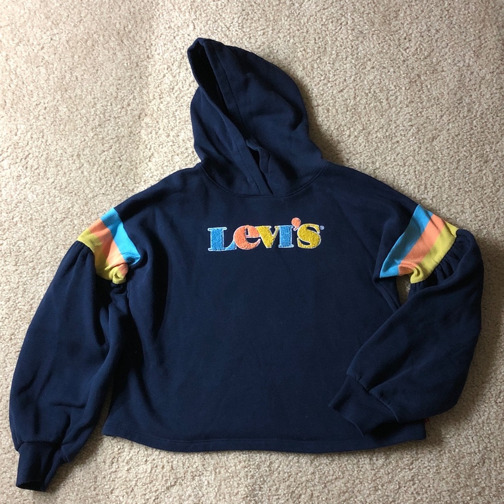 Levi’s cropped hoodie sweatshirt puff sleeves